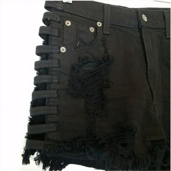 Carmar | Distressed Side Cut Out Jean Shorts 26 - Picture 7 of 7